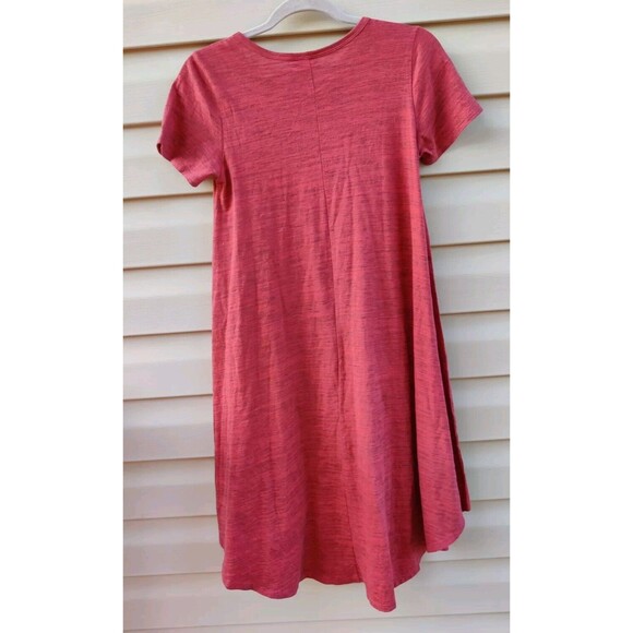 LulaRoe Carly Swing Shift T Shirt Dress XXS Hi Low Red Rasberry Gray Heathered - Picture 3 of 14
